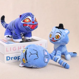 Cute blue tiger plush toy cartoon monster stuffed animal soft pillow gift for kids room decor