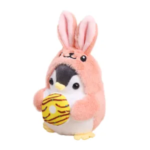 Portachiavi pinguino in peluche carino, ciondolo borsa bambola cosplay coniglietto rosa per bambini.
