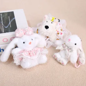 Simpatico coniglietto di peluche vestito floreale portachiavi bambola morbida 11cm regalo