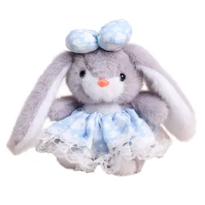 Grazioso coniglio di peluche portachiavi con vestito floreale morbido regalo 11cm