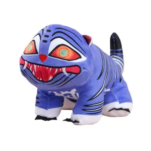 Purple tiger plush toy from anime animation, cute soft stuffed doll for fans collection.