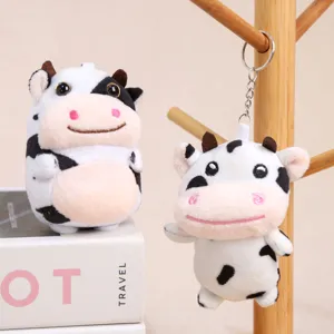 Simpatico portachiavi in peluche di mucca animale imbottito ciondolo borsa giocattolo