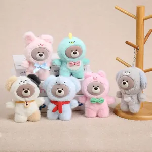 Cute vinyl face plush bear pendant animal transformation cartoon doll trendy toy bag charm