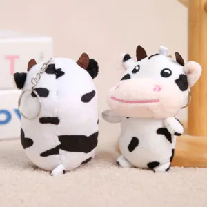 Simpatico portachiavi peluche mucca animale farcito borsa ciondolo giocattolo morbido.