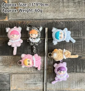 Plush vinyl doll leopard pendant cute furry toy bag accessory with soft plush 13x9cm