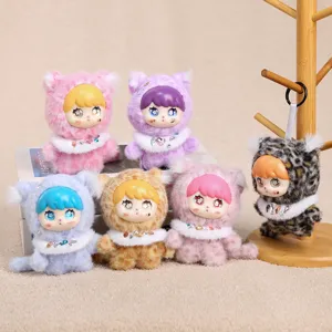 Plush vinyl doll leopard keychain cute cartoon animal bag pendant fluffy toy accessory