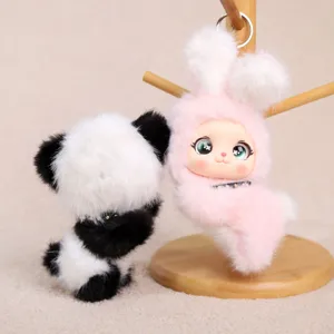 Cute plush doll keychain trendy cartoon bag pendant fluffy toy accessory soft cute animal charm