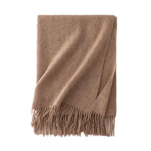 Sciarpa di lana spessa e tinta unita per autunno e inverno, frange morbide, stile unisex caldo.