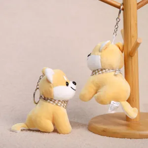 Cute Shiba Inu plush toy keychain fluffy puppy bag hanging pendant sweet gift for friends