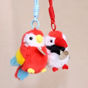 Cute plush bird keychain plush toy fluffy parrot pendant bag charm cute gift toy