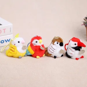 Cute cartoon plush bird keychain and bag pendant, soft stuffed animal toy gift for kids.
