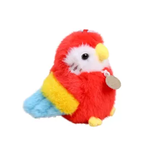 Cute plush parrot bird pendant toy colorful cartoon animal bag hanging ornament gift for kids