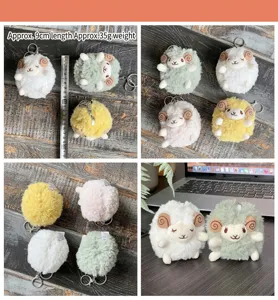 Cute fluffy plush sheep keychain soft animal doll bag pendant lovely keyring gift