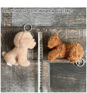 Cute teddy dog plush keychain backpack pendant soft toy companion key ring decoration 12cm