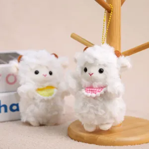 Cute plush sheep pendant fluffy lamb doll keychain soft bag hanging ornament gift