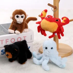 Cute plush toy keychains set featuring animal designs, soft material with detailed close-up.