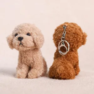 Cute teddy dog plush keychain couple puppy bag charm cute stuffed animal toy pendant