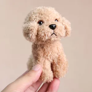 Cute teddy dog plush pendant, soft fluffy puppy stuffed toy for backpack decoration.
