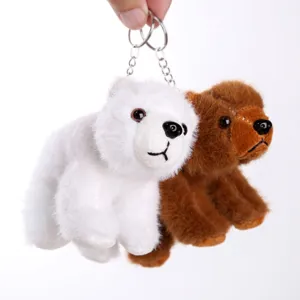 Cute dual plush bear keychain fluffy animal bag pendant toy accessory for gift