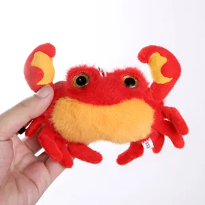 Cute red crab plush toy pendant ocean animal keychain fluffy stuffed doll gift for kids