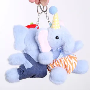 Süßer blauer Elefant Plüsch Schlüsselanhänger Taschen Anhänger, weiches Kuscheltier für Rucksack.