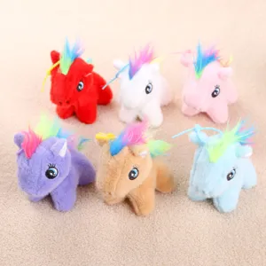 Colorful plush unicorn toy keychain set, cute cartoon stuffed animal bag pendant, wholesale