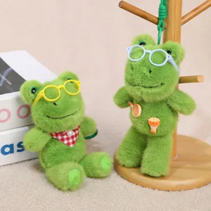 Llavero de peluche de rana verde lindo animal bolso colgante muñeca de peluche suave.