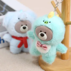 Vinyl bear plush keychain cute animal costume pendant hanging ornament pop toy figure