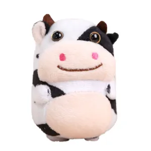 Simpatico ciondolo in peluche di mucca, portachiavi con animale per borse e regali.