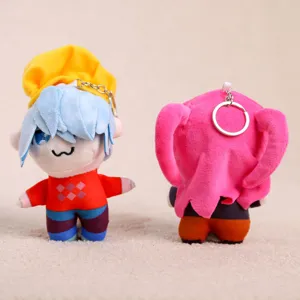 Details of cute Q-version anime plush keychain pendant, soft toy accessory for bags and keys.