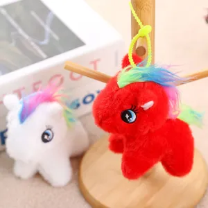 Cute colorful plush pony unicorn keychain bag accessory plush toy doll with rainbow mane.