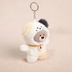 Cute plush bear keychain animal costume pendant soft toy backpack bag charm ornament