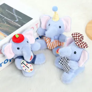 Niedlicher blauer Elefant Plüsch Tier Schlüsselanhänger weiche Taschen Deko Geschenk.