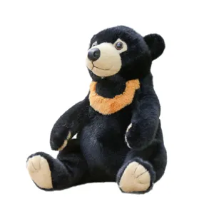Joli jouet en peluche ours noir de simulation poupée animal empaillé cadeau d'anniversaire.