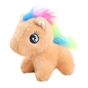 Cute rainbow pony unicorn plush toy keychain pendant bag accessory fluffy stuffed doll.