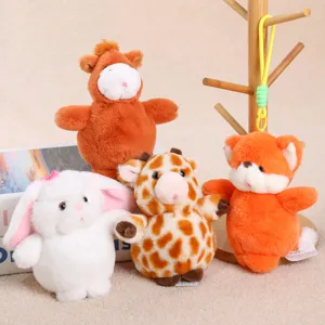 Cute plush toy pendant set, soft stuffed animal dolls, cute rabbit giraffe fox gifts.