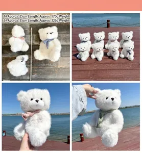 Orsetto di peluche carino con sciarpa, bambola morbida di stoffa per regalo di compleanno