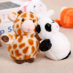 Cute beanbag plush toy set featuring soft giraffe and panda animal dolls for kids gifts.