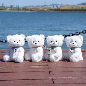Grazioso orsetto di peluche bianco con sciarpa a maglia morbida regalo bimbi