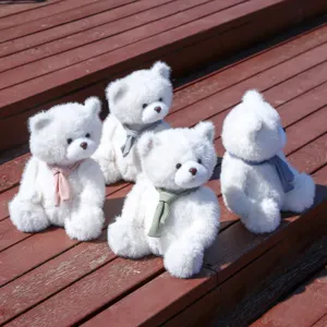 Simpatico orsetto di peluche con sciarpa lavorata a maglia morbido giocattolo regalo
