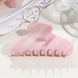 Pink acetate hair claw clip vintage marble design elegant hair accessory for women daily wear