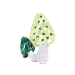 Süße Strass Pilz Haarklammer, grüne Acetat Haarklammer Haargreifer für Damen und Mädchen.
