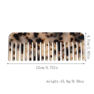 Tortoise shell acetate wide tooth comb for women, anti-static hair styling tool, 12cm.