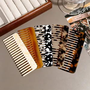 Acetate wide tooth hair comb tortoiseshell design anti static styling detangling comb