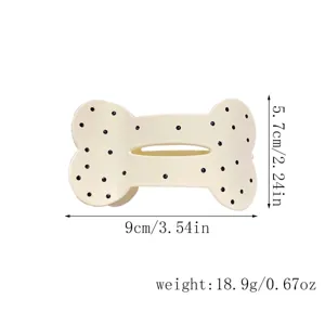 Bonita pinza de pelo de hueso con lunares, accesorio de pelo de acetato creativo para mujeres y niñas.