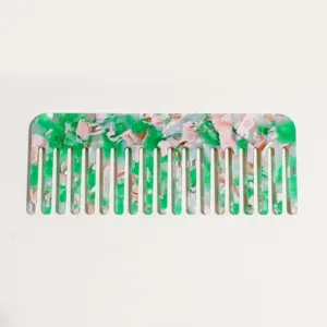 Green pink acetate wide tooth comb for women anti static hair styling detangling tool cute