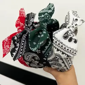 Paisley Stoff Kaninchen Ohr Schleife Stirnband Vintage Haarreif Haar Accessoires Damen