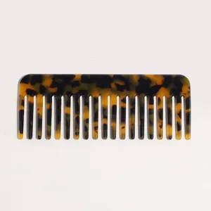 Tortoise shell acetate wide-tooth hair comb, anti-static styling comb for long hair.