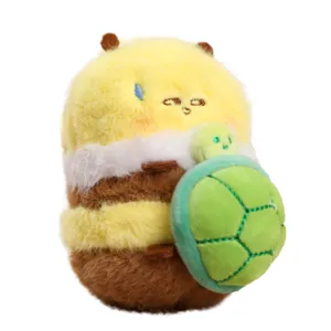 Simpatico ciondolo in peluche ape e tartaruga, morbido charm per borsa e portachiavi per bambini.