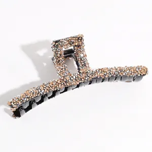 Large rhinestone hair claw clip, sparkling crystal shark clip for thick hair styling, elegant.